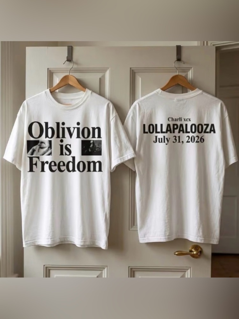 Charli XCX Lollapalooza 2026 White Graphic Tee, Oblivion Is Freedom T-Shirt